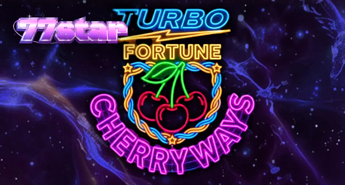 Interface do jogo Turbo Fortune Cherryways em um dispositivo móvel com luzes neon vibrantes.